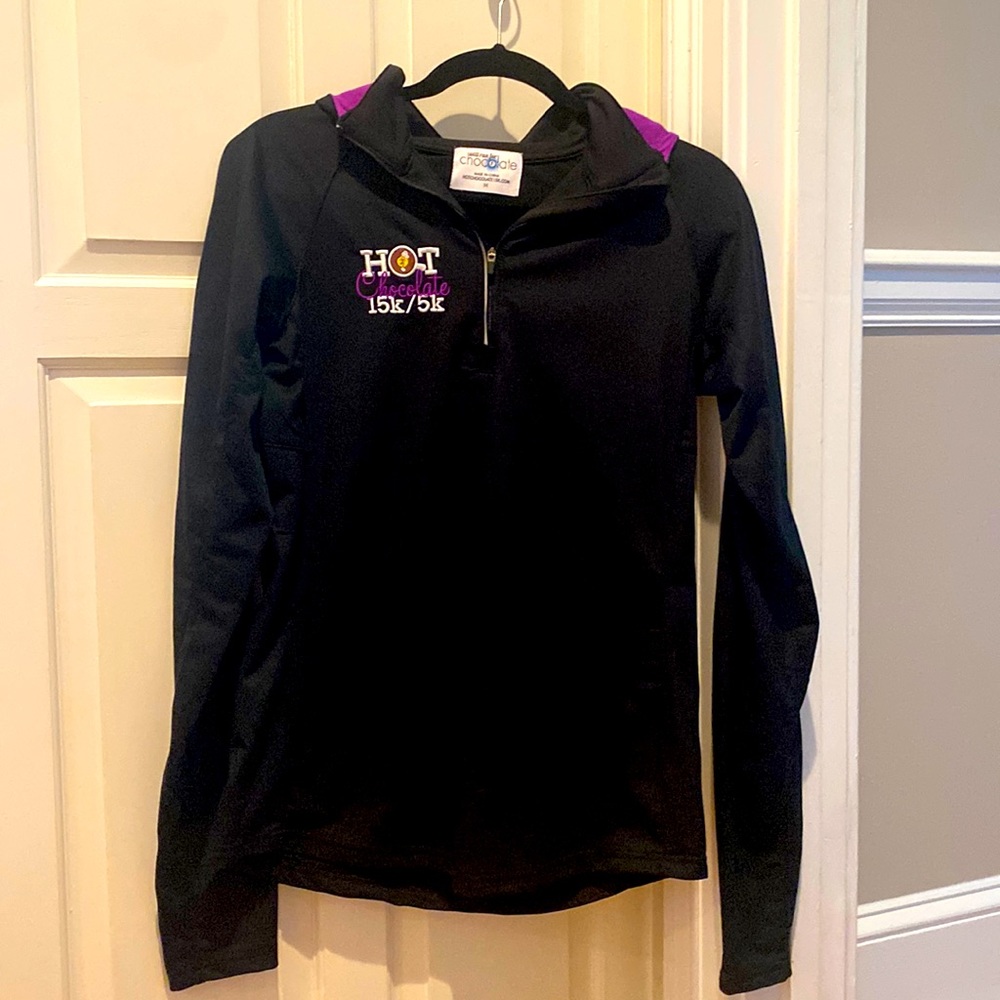 Hot Chocolate 15K/5K Pullover Zip Fleece Lined Sweatshirt - Black Purple Size M